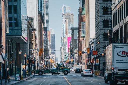 A view of one of the main streets in downtown Toronto