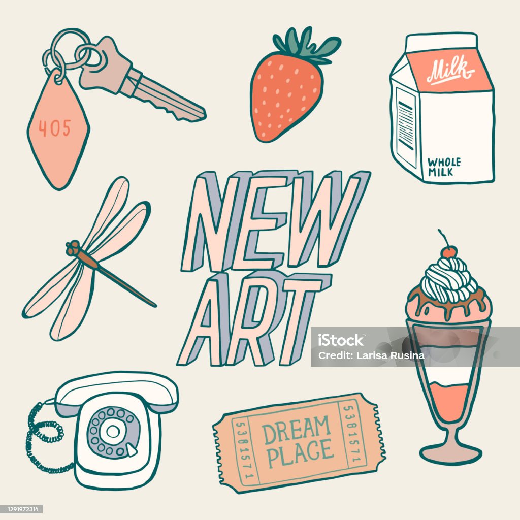 Aesthetic Sticker Pack Stock Illustration - Download Image Now