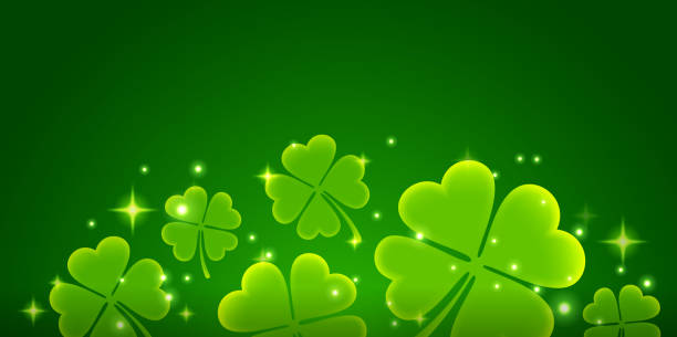cztery leaf clover edge st patrick's day granicy - leaf green backgrounds flower stock illustrations