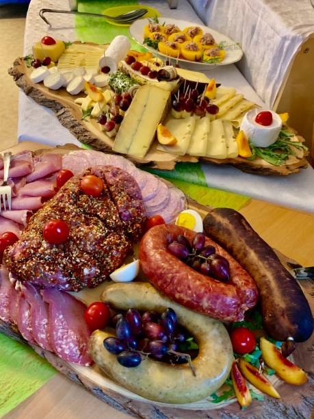 german cold plate with cheese and sausages