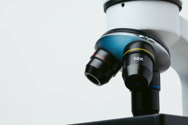 istock Scientific microscope close up. Professional laboratory equipment 1291977010