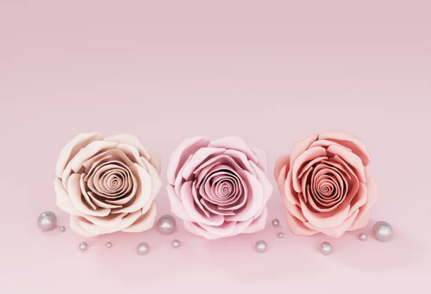 istock a pastel colored roses and beads, elegant background, 3d illustration 1291978084