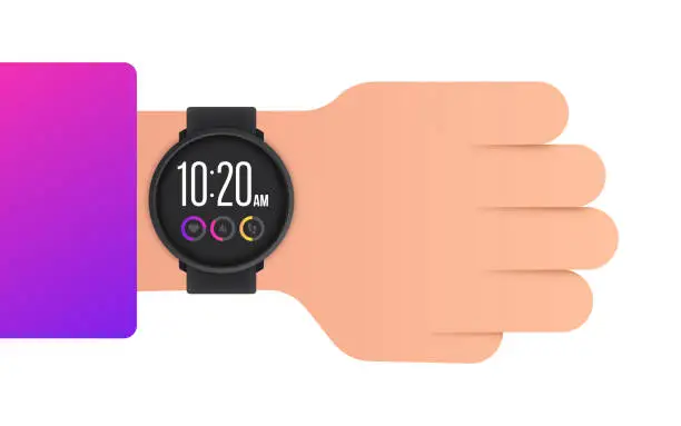 Vector illustration of Wearing a Smart Watch