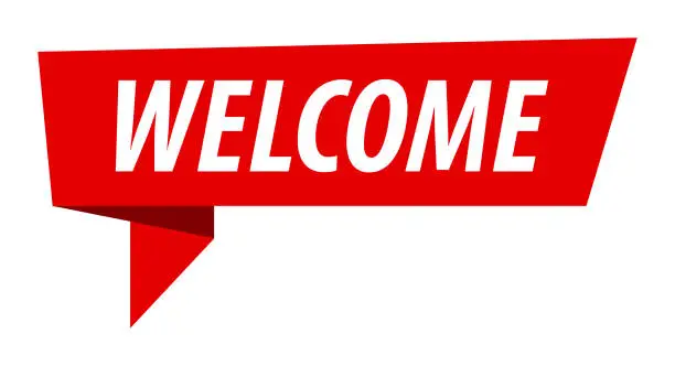 Vector illustration of Welcome - Banner, Speech Bubble, Label, Ribbon Template. Vector Stock Illustration