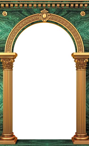 istock Golden luxury classic arch portal with columns 1291986513