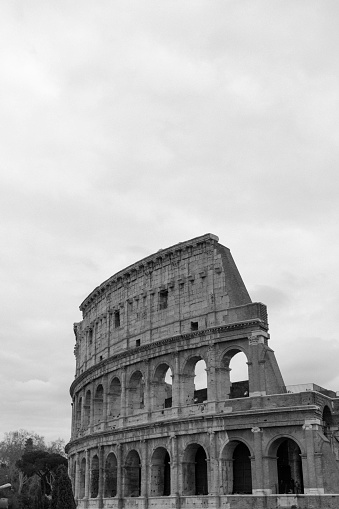 General views of the Colosseum in Rome. The Colosseum is an oval amphitheatre in the centre of the city of Rome, Italy, just east of the Roman Forum and is the largest ancient amphitheatre ever built, and is still the largest standing amphitheater in the world today, despite its age.