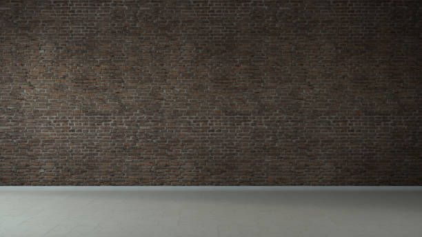 Empty loft industrial grunge interior. Old brick walls and marble floor. Interior concept background. 3D illustration Empty loft industrial grunge interior. Old brick walls and marble floor. Interior concept background. 3D illustration. brown bricks stock pictures, royalty-free photos & images