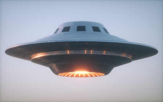 Unidentified Flying Object UFO. Clipping path included. 3D illustration.
