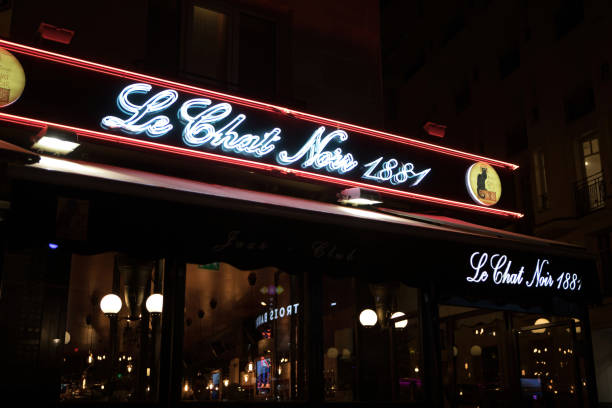 Nightclub Le Chat Noir in the bohemian Montmartre district of Paris stock photo