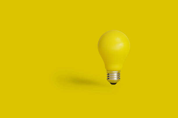 istock Yellow light bulb on a yellow background. 3d illustration 1291998303