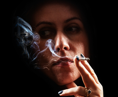 Woman smoking a cigarette