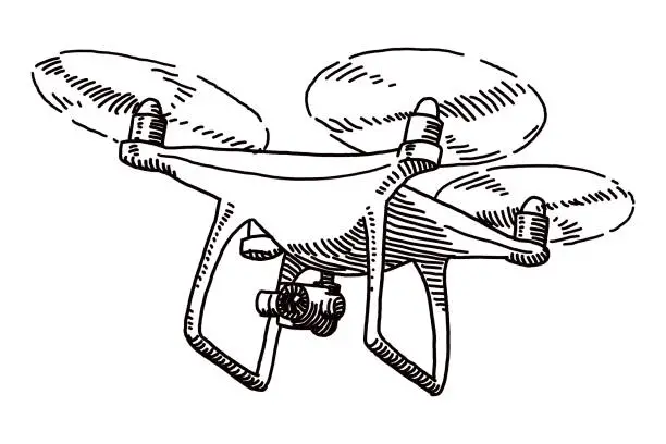 Vector illustration of Drone doodle