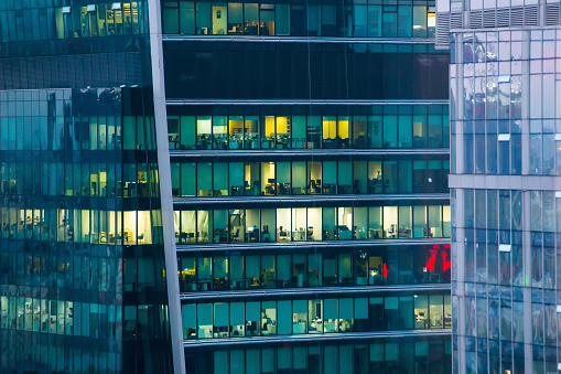 Facade of a modern office building of a skyscraper