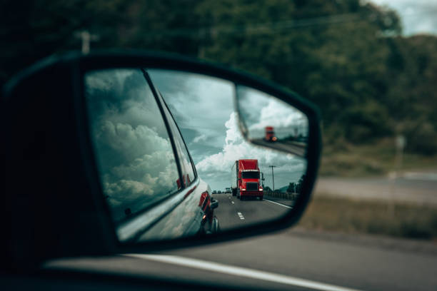 mirror view of a truck