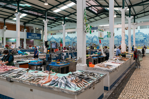 Setubal, Portugal - 18 December, 2020: view of the Livramento Market in Setubal