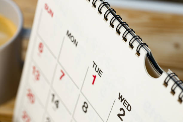 istock Calendar page close up on office desk 1292008969