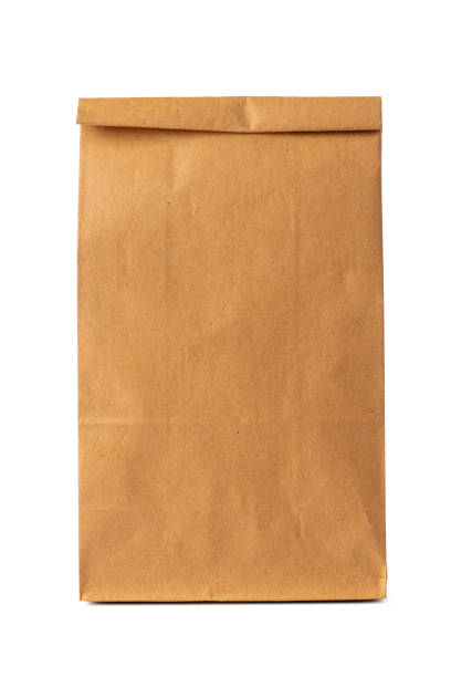 istock Brown craft paper bag packaging template on white background 1292009872