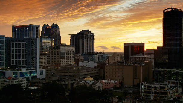 istock Drone Shot of Downtown Orlando at Sunset 1292021473