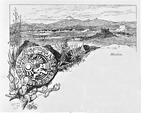 Mexico during the mid-1800s. Illustration published in The New Eclectic History of the United States by M. E. Thalheimer (American Book Company; New York, Cincinnati, and Chicago) in 1881 and 1890. Copyright expired; artwork is in Public Domain.