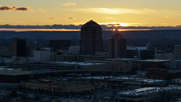 istock Sun Hitting the Horizon Behind Albuquerque Plaza 1292026081