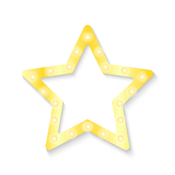 istock Shiny golden star with light bulbs on a white background. Vector stock illustration for banner or poster. 1292032286