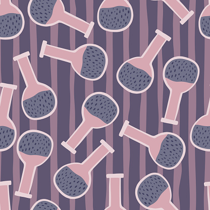 Random Seamless Pattern With Doodle Flask Lab Silhouettes Chemical ...