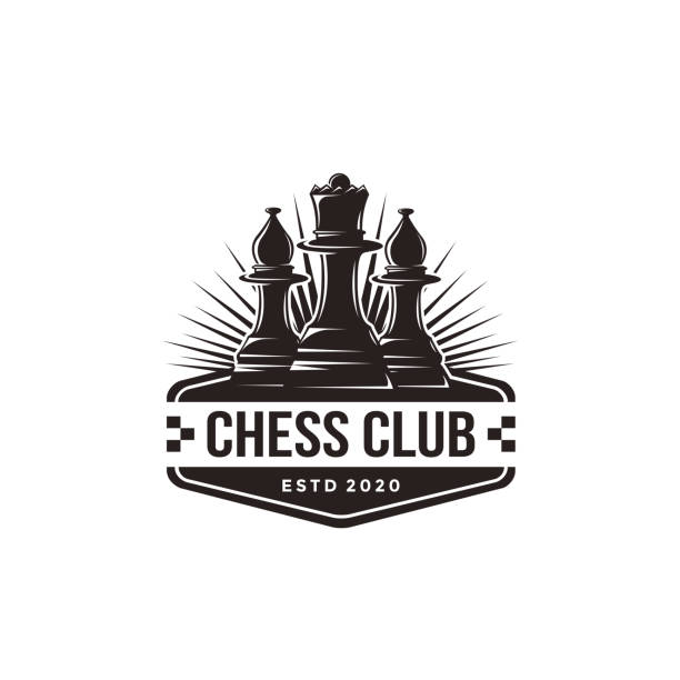 ilustrações de stock, clip art, desenhos animados e ícones de vintage classic badge emblem chess club, chess tournament vector icon on white background - checking the time