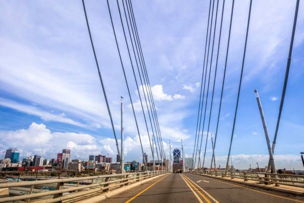 Nelson Mandela bridge in Johannesburg, Johannesburg is also known as Jozi, Jo'burg or eGoli, is the largest city in South Africa.