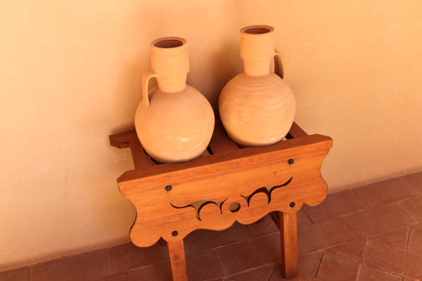 istock Clay jugs for water in a cantarera cabinet. 1292063588
