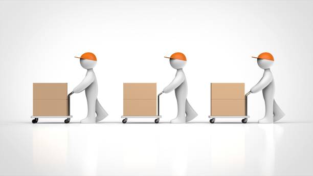 istock 3 Dolly and delivering person side 3d rendering 1292063596