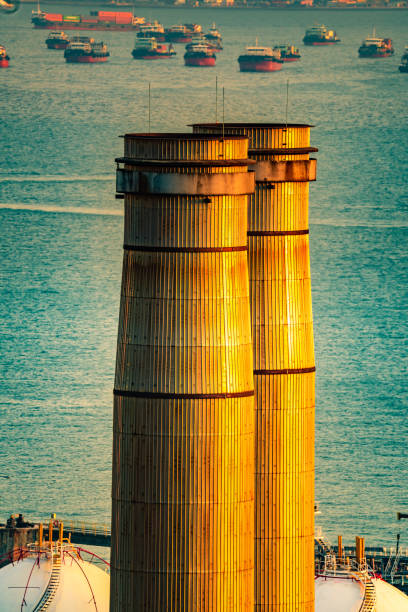 Metal factory chimney