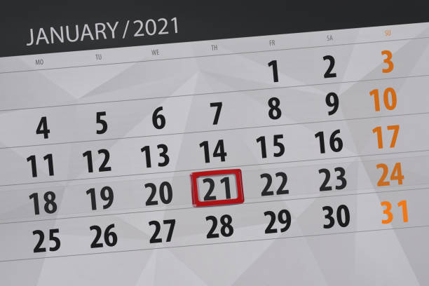 istock Calendar planner for the month january 2021, deadline day, 21, thursday 1292073572
