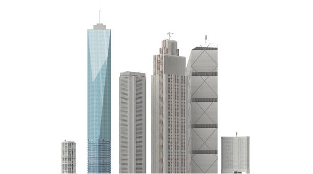 istock Modern buildings isolated on white background 3d illustration 1292076276