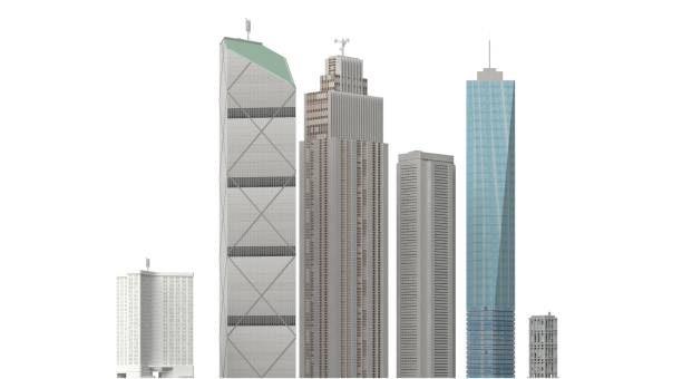 istock Modern buildings isolated on white background 3d illustration 1292076309