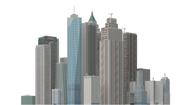 istock Modern buildings isolated on white background 3d illustration 1292076363
