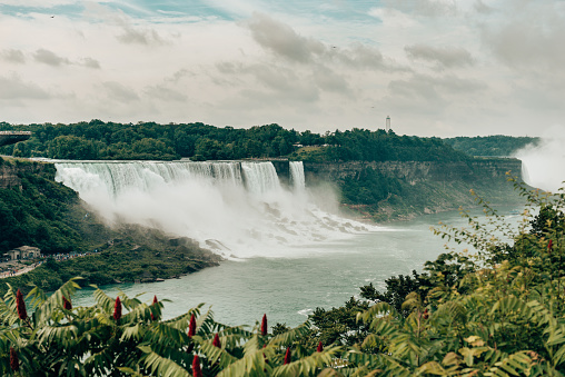 Tourists at Iguazu Falls, one of the world's great natural wonders, near the border of Argentina and Brazil.