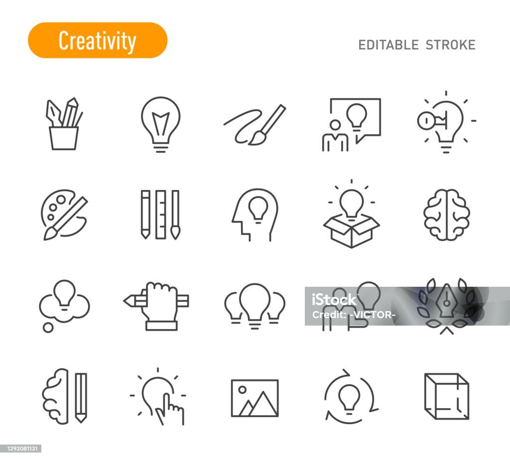 Creativity Icons - Line Series - Editable Stroke Creativity Icons (Editable Stroke) Icon stock vector