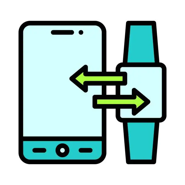 Vector illustration of Smartwatch sync icon, Mobile application vector illustration