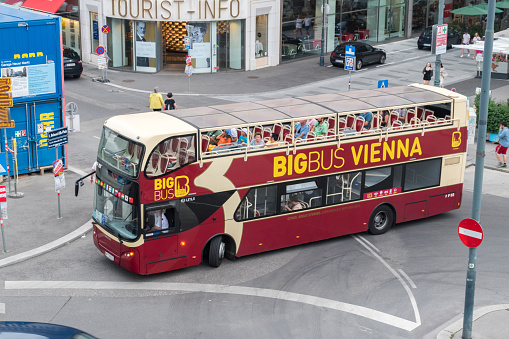 Vienna, Austria - August 30, 2020: Big Bus Vienna. Vienna city bus tour.