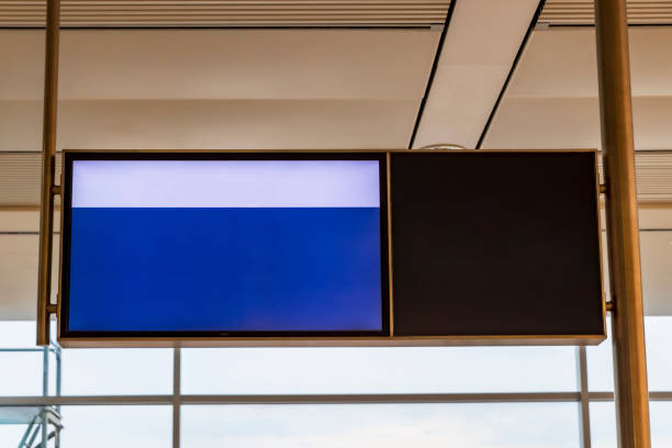 istock Blue and white timetable for boarding flight Airport Germany. 1292097837