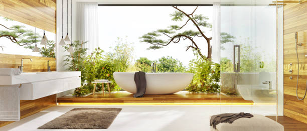 istock Luxurious wooden bathroom 1292102751