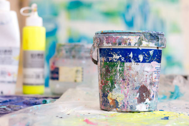 istock Painting artwork: paint brushes on painting background 1292104127
