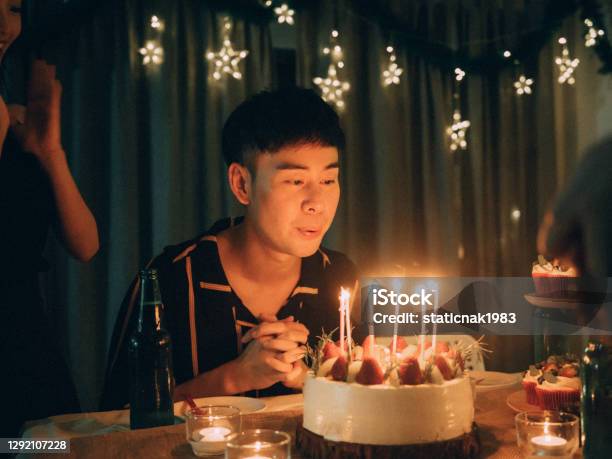 Asian Family Birthday Party Stock Photo - Download Image Now - Birthday, Birthday Cake, Teenager