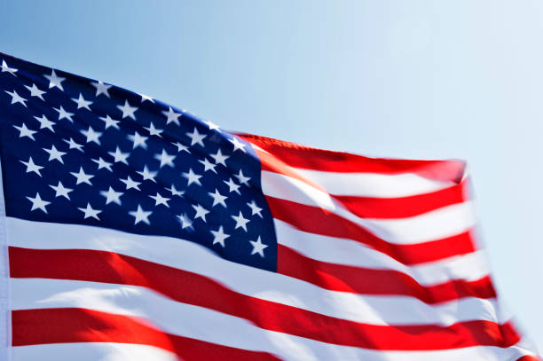 istock Close-up of American flag 1292110012