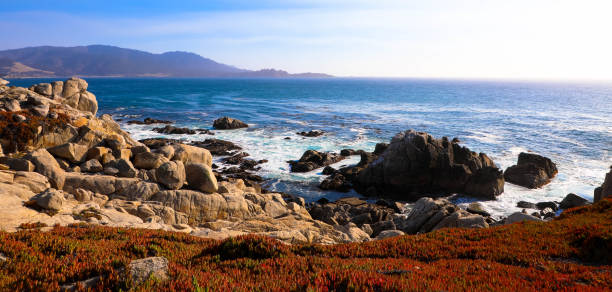 カ��リフォルニア州のハイウェイ1の17マイルドライブのパノラマビュー - point lobos state reserve big sur california beach ストックフォトと画像