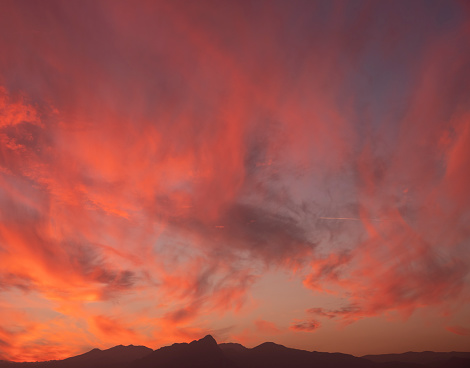 Pink clouds appeared at sunset. Antalya, Turkey. Taken via medium format camera.