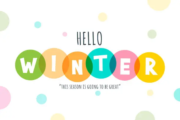 Vector illustration of Hello Winter lettering stock illustration