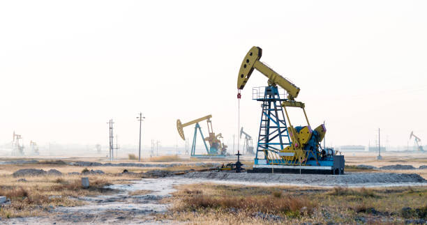 Oil pumps working under the sky Oil pumps working under the sky oil pump petroleum equipment development stock pictures, royalty-free photos & images