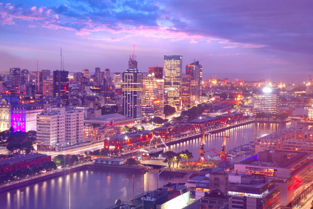 Buenos Aires by twilight seen from Puerto Madero