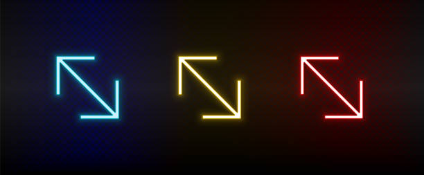 istock Neon icons. Ui arrow. Set of red, blue, yellow neon vector icon 1292120744